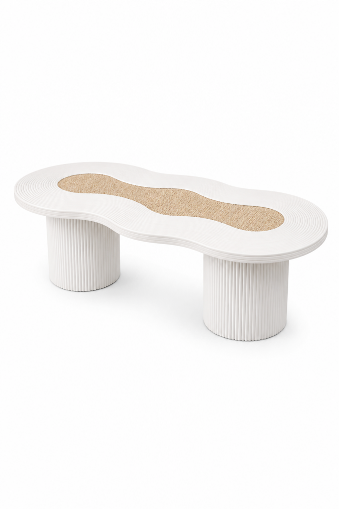 Fehér rattan wave gyerekasztal