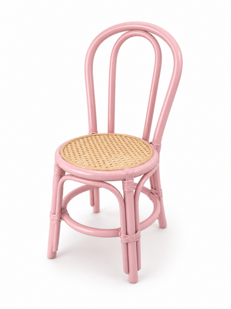 Rattan púder rózsaszín gyerekszék