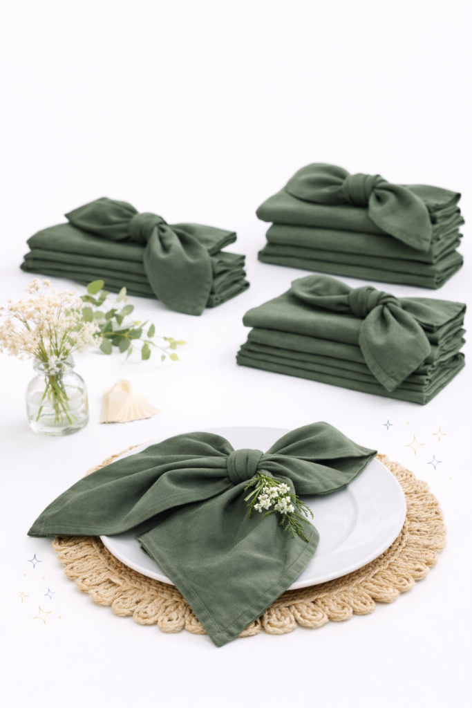 Zöld textil szalvéta
